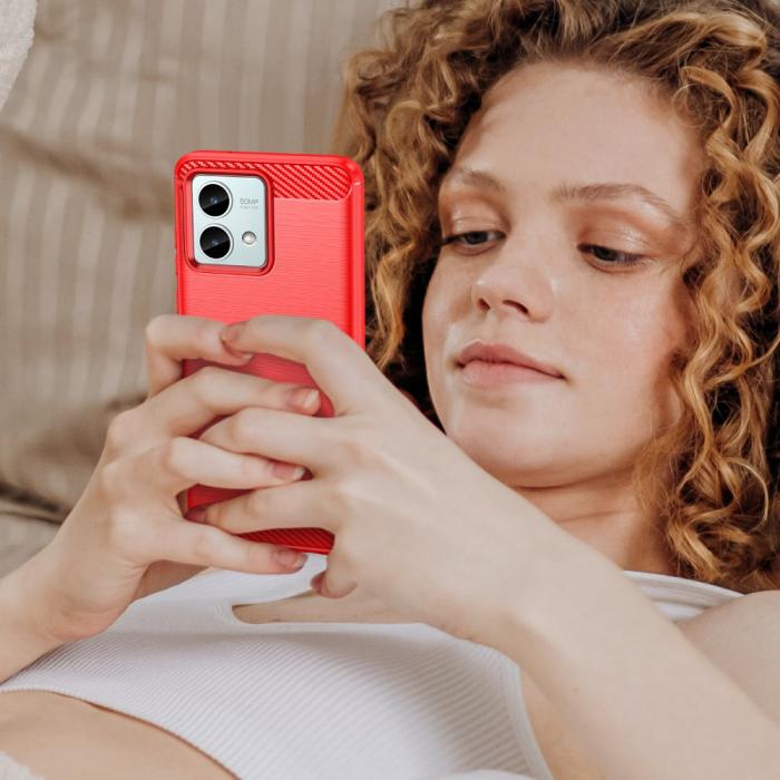 Bild 6,  Motorola Moto G84 5G Skal Borstad Stål Textur Röd - Teknikhallen.se