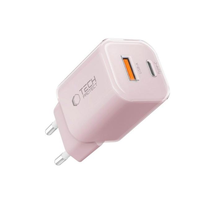 Bild 2, Tech-Protect Tech-Protect 33W Väggladdare PD QC USB-C / USB-A Baby Pink - Teknikhallen.se