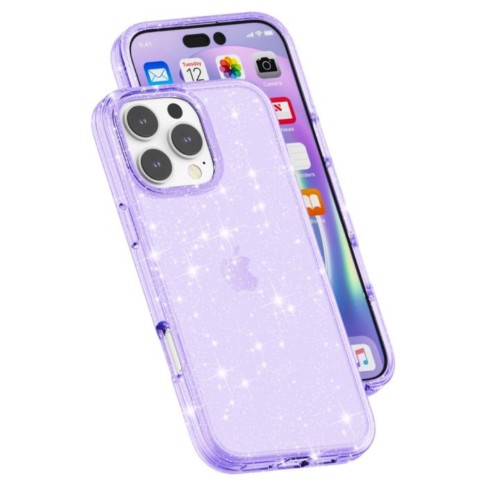 Bild 6,  iPhone 16 Pro Skal Glitter Lila - Teknikhallen.se