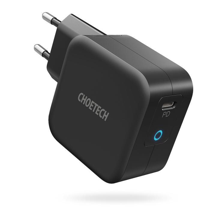 Bild 2, Choetech Choetech 60W GaN USB-C PD + 1.8m USB-C - USB-C Kabel Svart - Teknikhallen.se