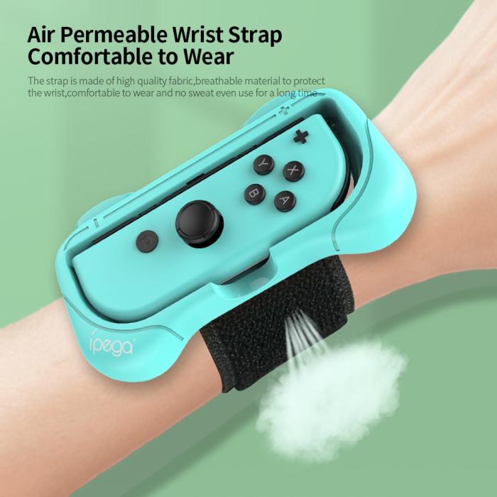 Bild 4, iPega iPega 2-PACK Armband Med Fäste För Joy-Con Grön/Blå - Teknikhallen.se