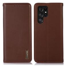 KHAZNEH KHAZNEH Galaxy S24 Ultra Fodral Flip RFID &Auml;kta L&auml;der Brun - Teknikhallen.se