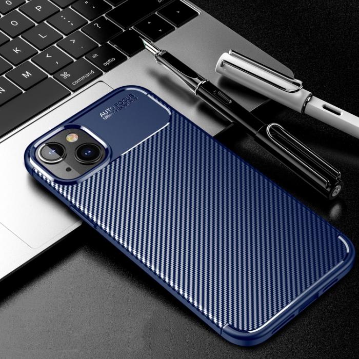Bild 2,  iPhone 14 Pro Skal Kolfiber Textur Blå - Teknikhallen.se