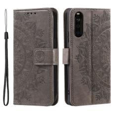  Sony Xperia 10 VI Mandala L&auml;der Fodral Gr&aring; - Teknikhallen.se