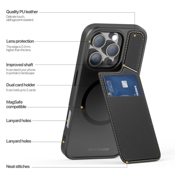 Bild 5, DUX DUCIS DUX DUCIS iPhone 16 Pro Skal RFID Rafi II Series Svart - Teknikhallen.se