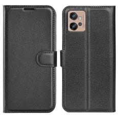  Motorola Moto G32 Fodral Litchi L&auml;der Svart - Teknikhallen.se