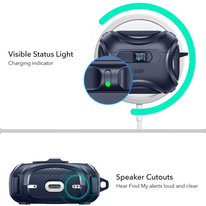 Bild 2, ESR ESR AirPods Pro 3 Skal MagSafe Cyber FlickLock HaloLock Blå - Teknikhallen.se