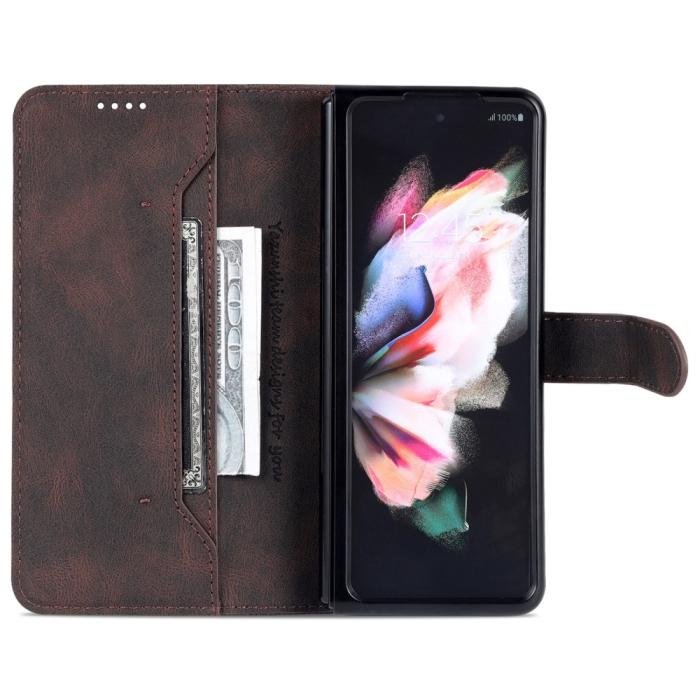 Bild 2, AZNS AZNS Galaxy Z Fold 5 Fodral Läder Brun - Teknikhallen.se
