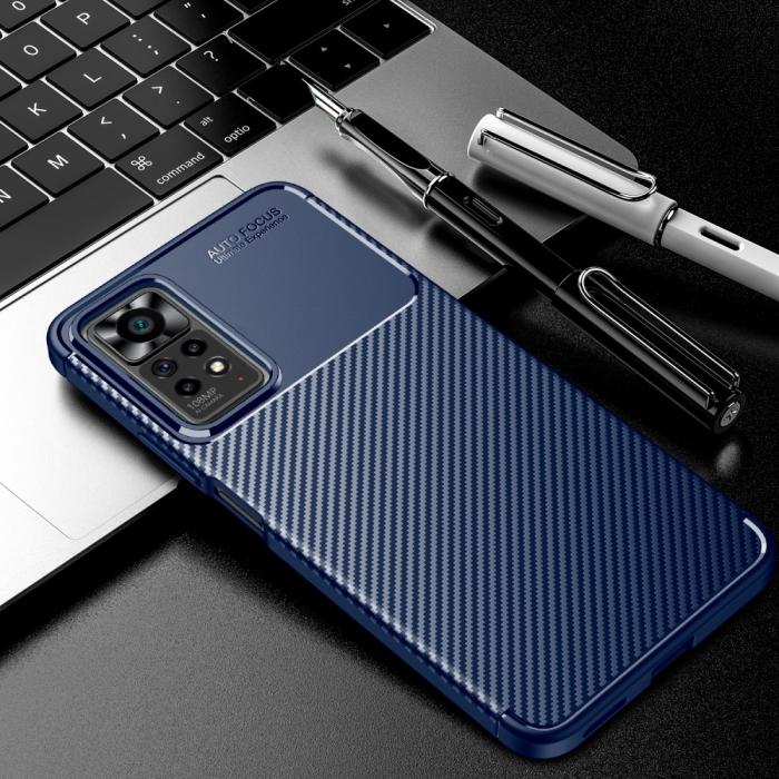 Bild 3,  Xiaomi Redmi Note 11 Pro 5G Skal Kolfiber Textur Blå - Teknikhallen.se