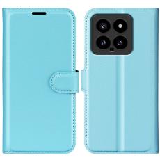  Xiaomi 14 Fodral Litchi L&auml;der Ljus Bl&aring; - Teknikhallen.se