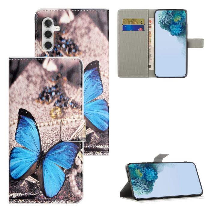 Bild 4,  Samsung Galaxy A35 5G Fodral Med Tryck Blå Fjäril - Teknikhallen.se