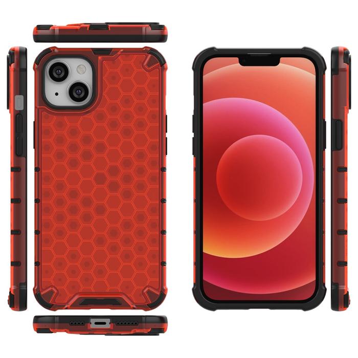 Bild 6,  iPhone 15 Skal Honeycomb Shockproof Röd - Teknikhallen.se