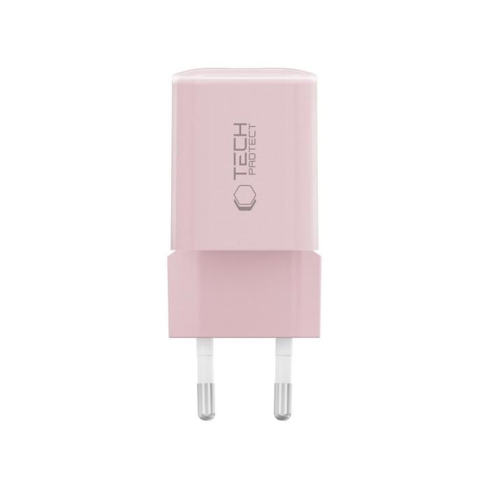 Bild 3, Tech-Protect Tech-Protect 33W Väggladdare PD QC USB-C / USB-A Baby Pink - Teknikhallen.se