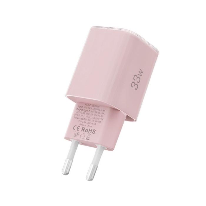 Bild 4, Tech-Protect Tech-Protect 33W Väggladdare PD QC USB-C / USB-A Baby Pink - Teknikhallen.se