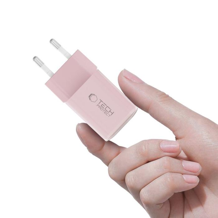 Bild 5, Tech-Protect Tech-Protect 33W Väggladdare PD QC USB-C / USB-A Baby Pink - Teknikhallen.se