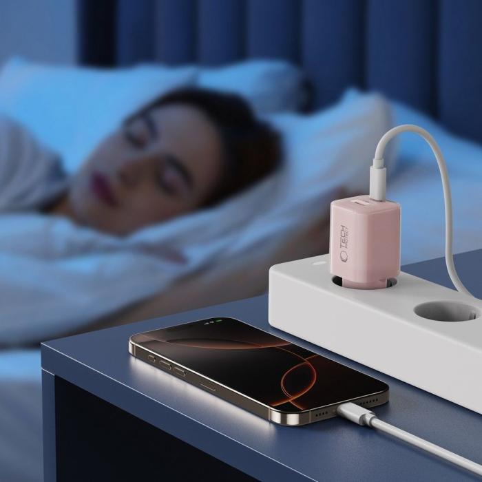 Bild 6, Tech-Protect Tech-Protect 33W Väggladdare PD QC USB-C / USB-A Baby Pink - Teknikhallen.se