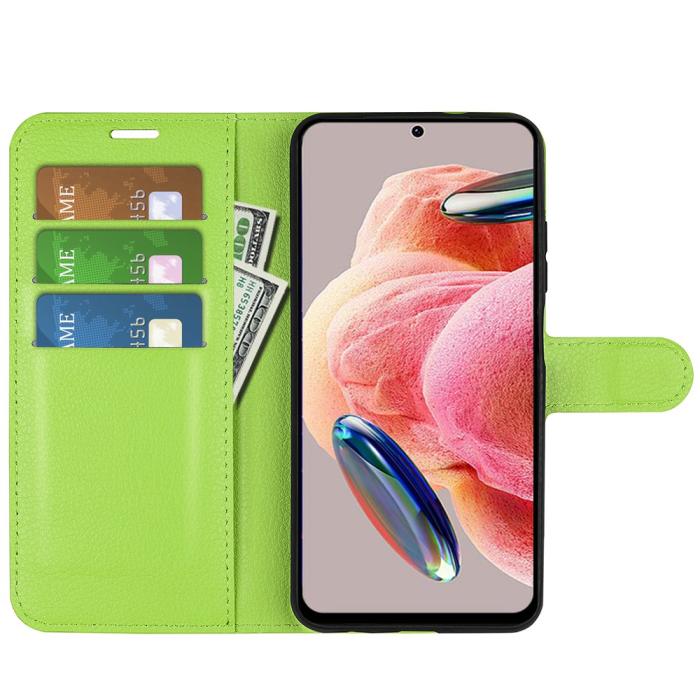 Bild 2,  Xiaomi Redmi Note 12 4G Fodral Litchi Läder Grön - Teknikhallen.se