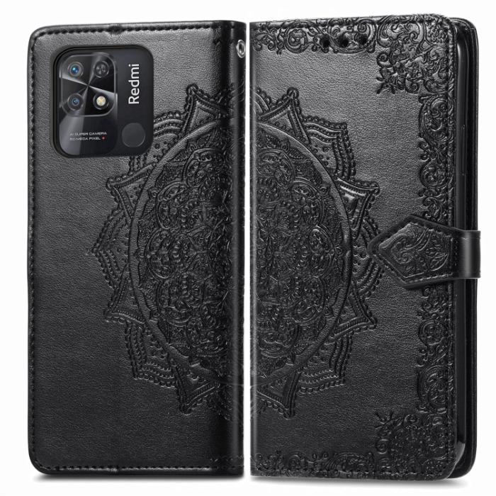 Bild 2,  Xiaomi Redmi 10C Fodral Mandala Läder Svart - Teknikhallen.se