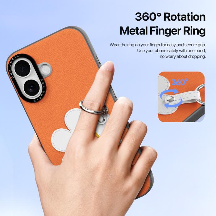 Bild 6, DUX DUCIS DUX DUCIS iPhone 17 Skal PU-Läder Prästkrage Orange - Teknikhallen.se