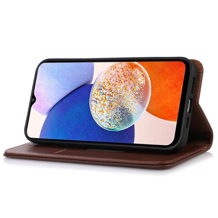 Bild 3, KHAZNEH KHAZNEH Galaxy S24 Ultra Fodral Flip RFID Äkta Läder Brun - Teknikhallen.se