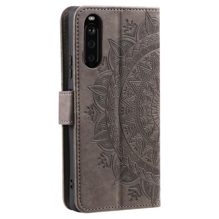 Bild 6,  Sony Xperia 10 VI Mandala Läder Fodral Grå - Teknikhallen.se