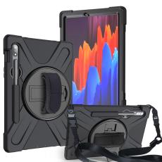  Galaxy Tab S8 / Tab S7 Skal 360&deg; Hybrid Kickstand Med Strap - Teknikhallen.se