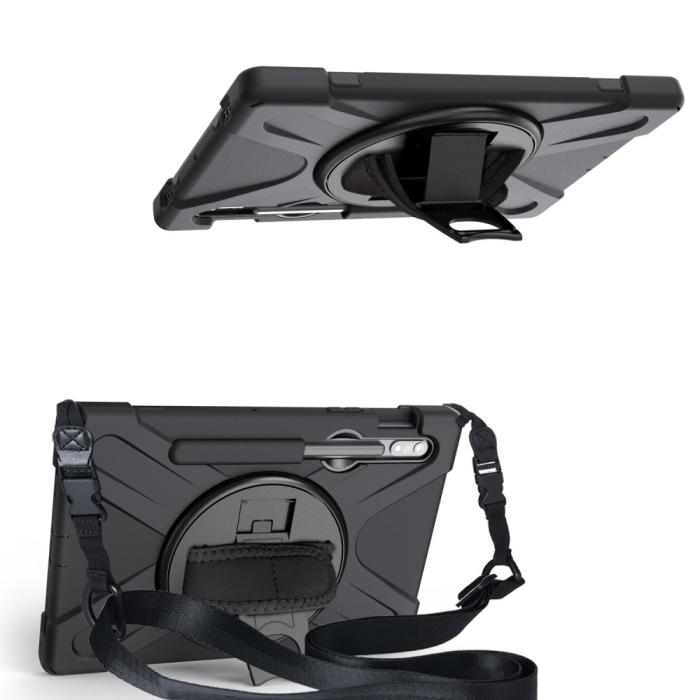 Bild 2,  Galaxy Tab S8 / Tab S7 Skal 360° Hybrid Kickstand Med Strap - Teknikhallen.se