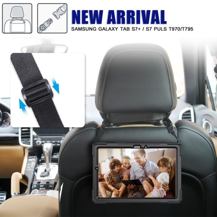 Bild 4,  Galaxy Tab S8 / Tab S7 Skal 360° Hybrid Kickstand Med Strap - Teknikhallen.se