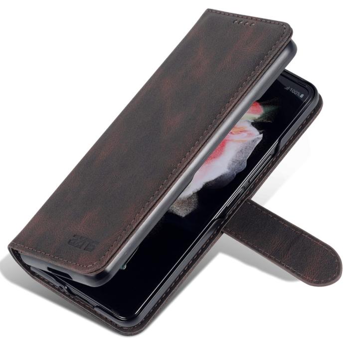 Bild 6, AZNS AZNS Galaxy Z Fold 5 Fodral Läder Brun - Teknikhallen.se