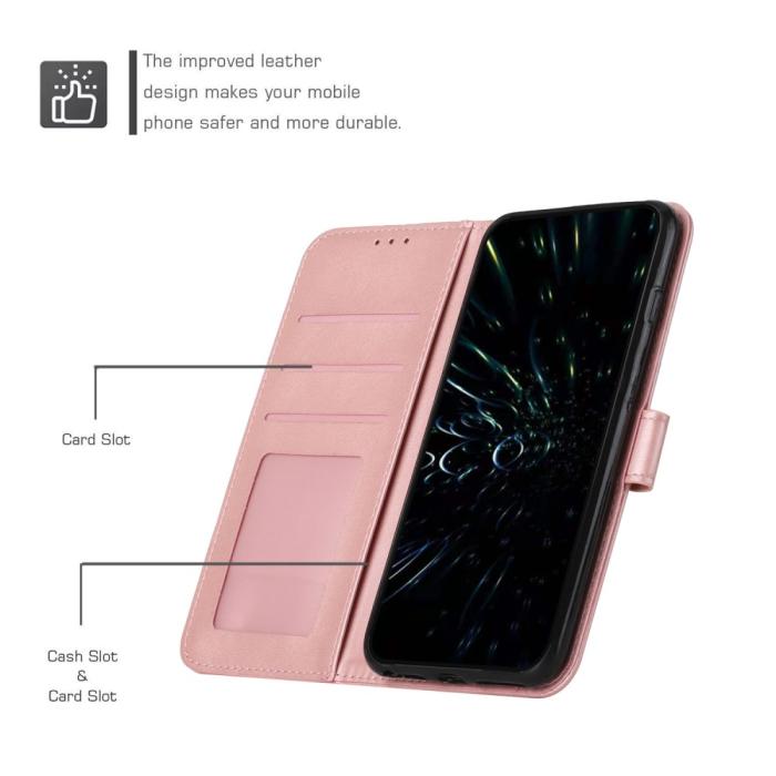 Bild 4,  Motorola Edge 30 Fusion 5G Fodral Läder Roséguld - Teknikhallen.se