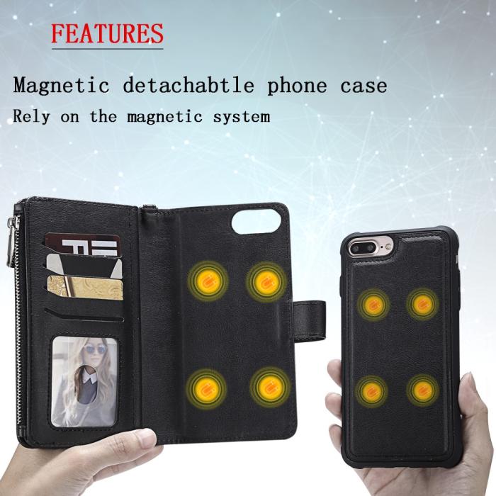 Bild 4,  iPhone 6/6S/7/8 Plus - 2in1 Magnet Skal / Plånboksfodral - Svart - Teknikhallen.se
