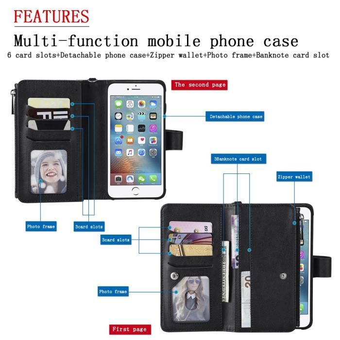 Bild 5,  iPhone 6/6S/7/8 Plus - 2in1 Magnet Skal / Plånboksfodral - Svart - Teknikhallen.se
