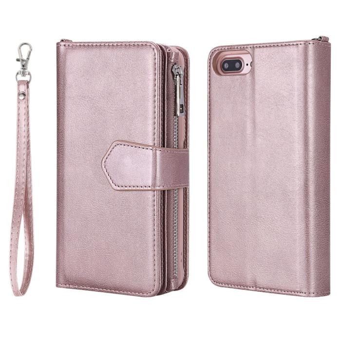 Bild 2,  iPhone 6/6S/7/8 Plus - 2in1 Magnet Skal / Plånboksfodral - Roséguld - Teknikhallen.se