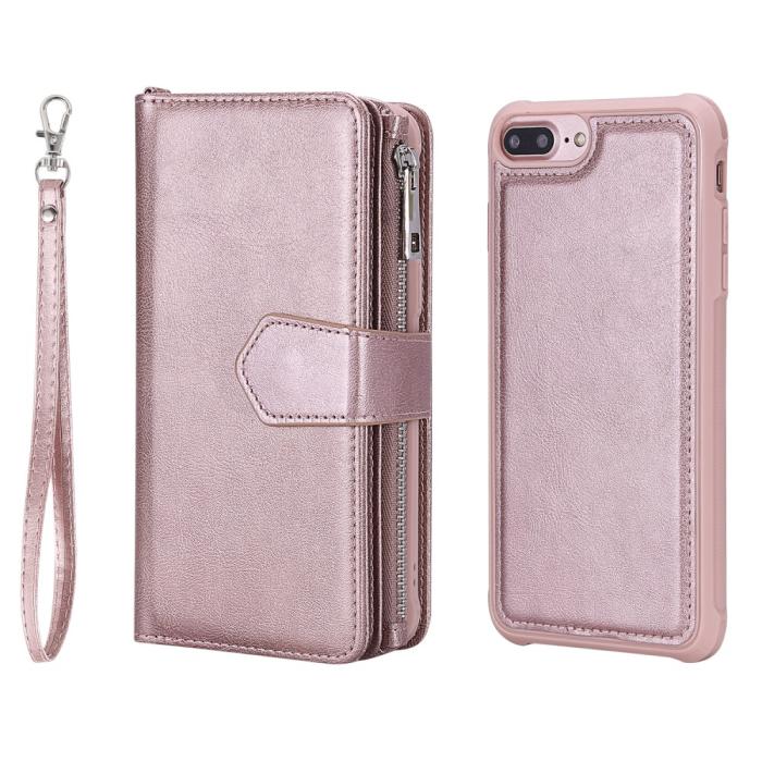 Bild 3,  iPhone 6/6S/7/8 Plus - 2in1 Magnet Skal / Plånboksfodral - Roséguld - Teknikhallen.se