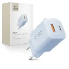 Tech-Protect Tech-Protect 33W V&auml;ggladdare PD QC USB-C / USB-A Baby Blue - Teknikhallen.se