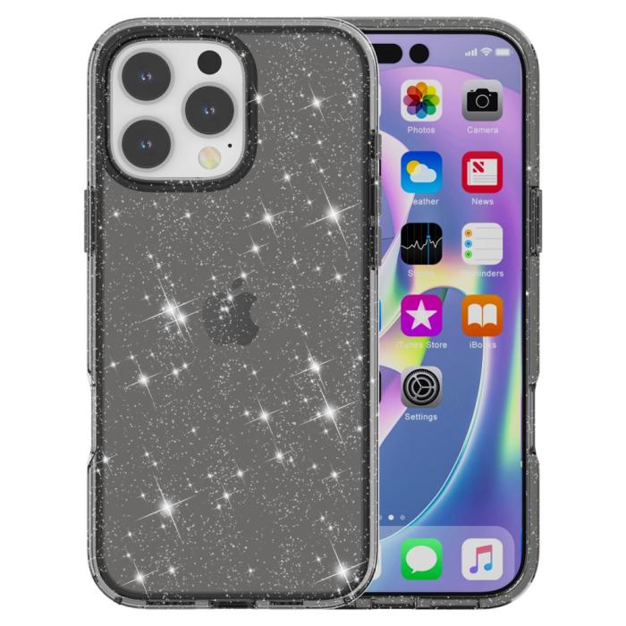 Bild 2,  iPhone 16 Pro Skal Glitter Svart - Teknikhallen.se