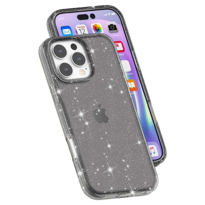 Bild 6,  iPhone 16 Pro Skal Glitter Svart - Teknikhallen.se