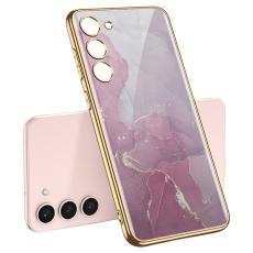 GKK GKK Galaxy S24 Plus Skal H&auml;rdat Glas Electroplate Marmor Lila - Teknikhallen.se