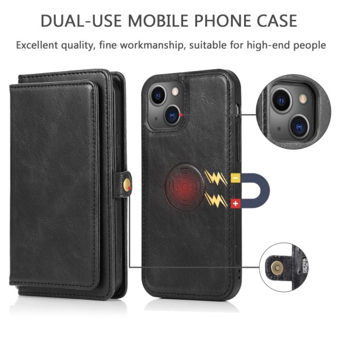 Bild 2,  iPhone 14 Pro 2in1 Fodral Magnet Med Frontficka Svart - Teknikhallen.se