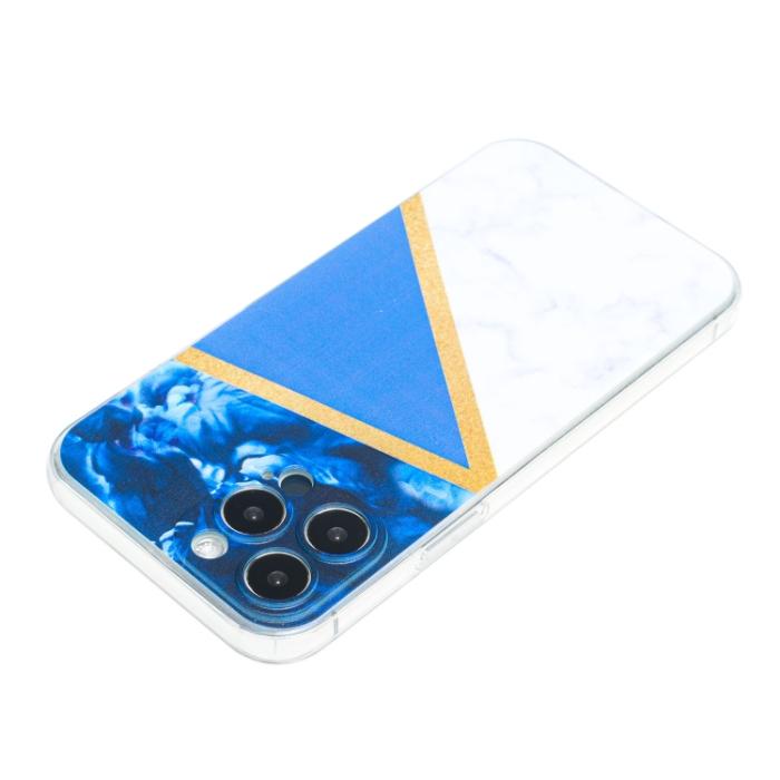 Bild 2,  iPhone 14 Pro Skal Marmor TPU Mörk Blå - Teknikhallen.se