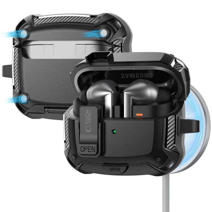Bild 2, Tech-Protect Tech-Protect Samsung Galaxy Buds 3 / 3 Pro / 3 FE Skal Corbonox Svart - Teknikhallen.se