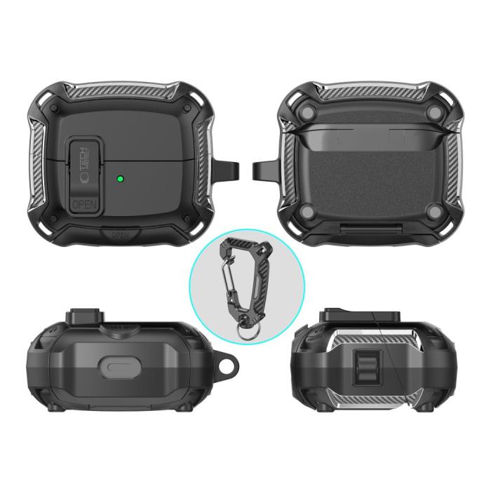 Bild 3, Tech-Protect Tech-Protect Samsung Galaxy Buds 3 / 3 Pro / 3 FE Skal Corbonox Svart - Teknikhallen.se