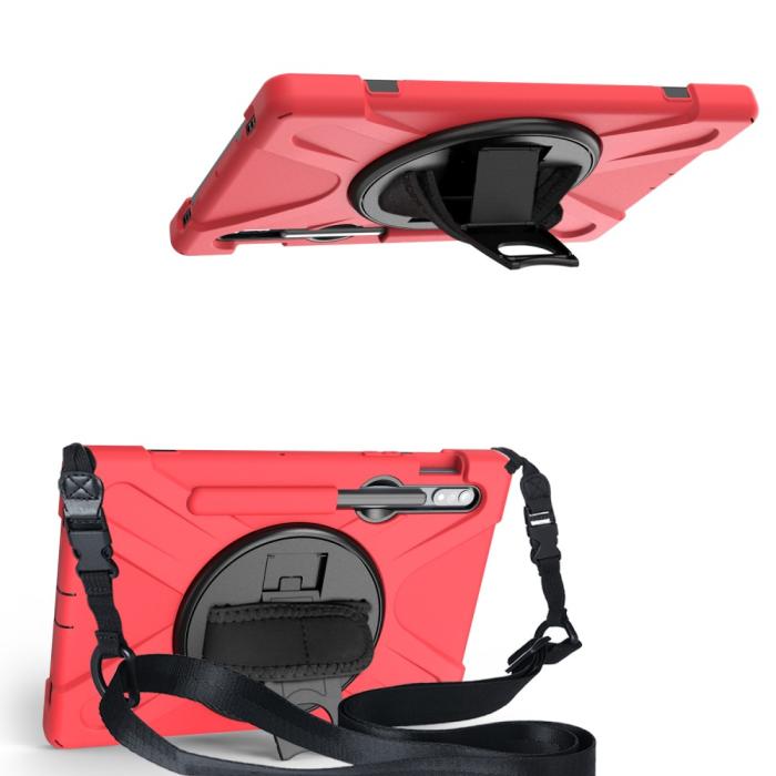 Bild 2,  Galaxy Tab S8 / Tab S7 Skal 360° Hybrid Kickstand Med Strap - Teknikhallen.se
