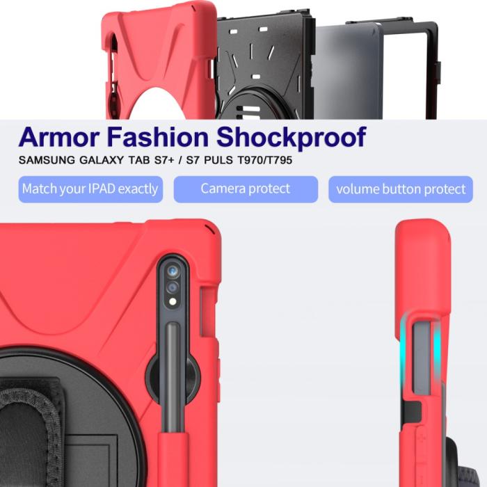 Bild 4,  Galaxy Tab S8 / Tab S7 Skal 360° Hybrid Kickstand Med Strap - Teknikhallen.se