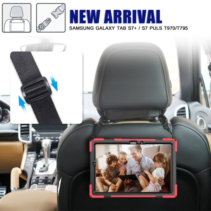 Bild 5,  Galaxy Tab S8 / Tab S7 Skal 360° Hybrid Kickstand Med Strap - Teknikhallen.se