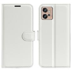  Motorola Moto G32 Fodral Litchi L&auml;der Vit - Teknikhallen.se
