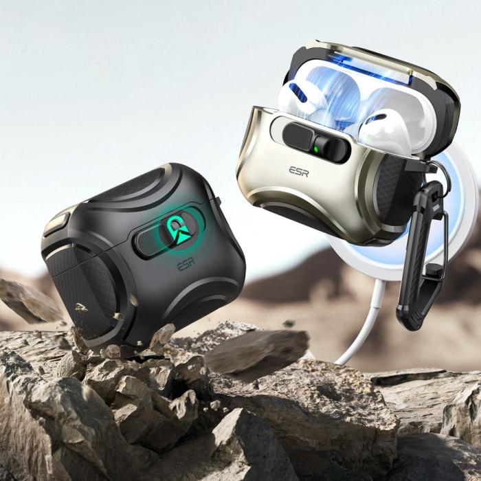 Bild 4, ESR ESR AirPods Pro 3 Skal MagSafe Cyber FlickLock HaloLock Titanium - Teknikhallen.se