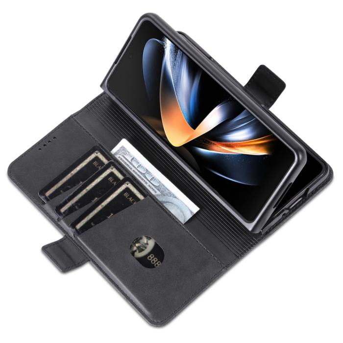 Bild 5, AZNS AZNS Galaxy Z Fold 5 Fodral PU-Läder Svart - Teknikhallen.se