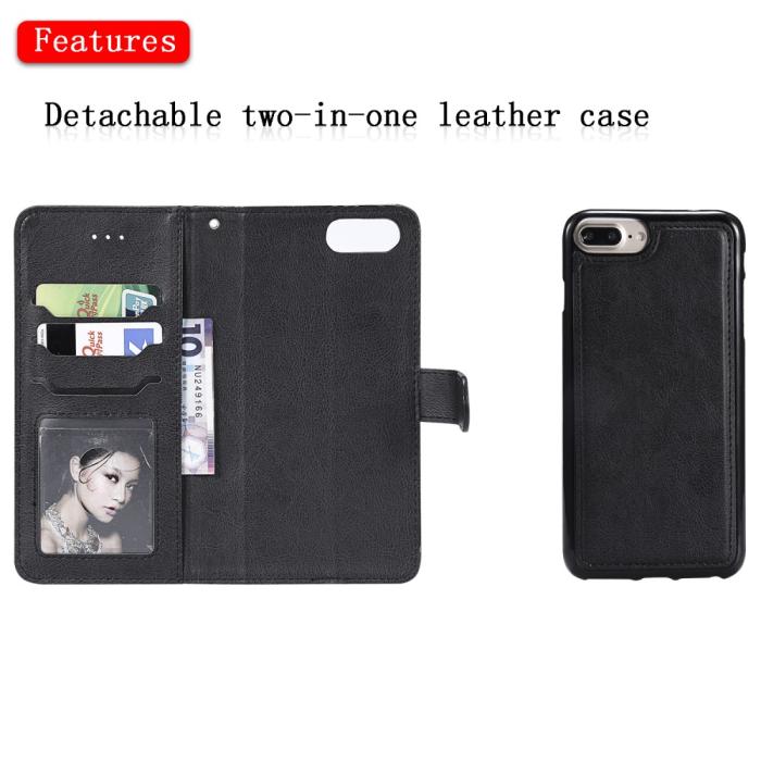 Bild 4,  iPhone 6/6S/7/8 Plus - 2in1 Magnet Skal / Plånboksfodral - Svart - Teknikhallen.se
