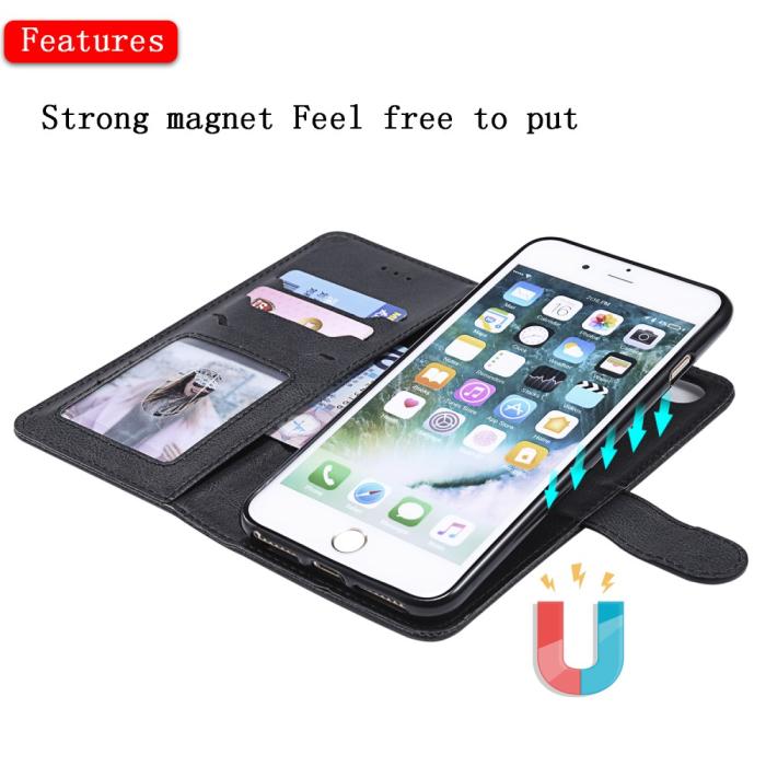 Bild 5,  iPhone 6/6S/7/8 Plus - 2in1 Magnet Skal / Plånboksfodral - Svart - Teknikhallen.se